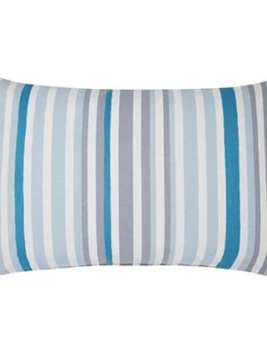 Editions Stripe Emdroidered Aqua Cushion