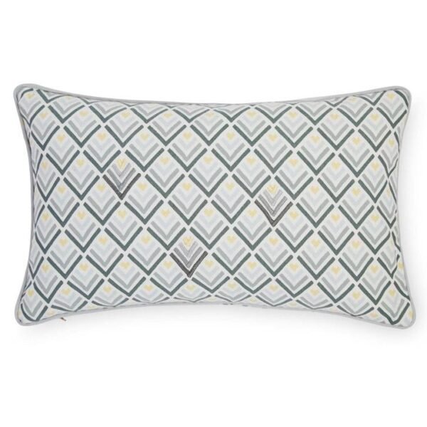 Editions Chevron Embroidered Aqua Cushion