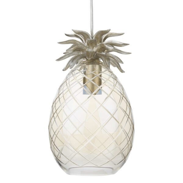 Pineapple Glass Pendant Brass