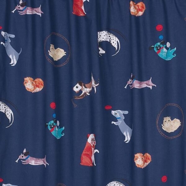 Pets Blue Curtain Fabric