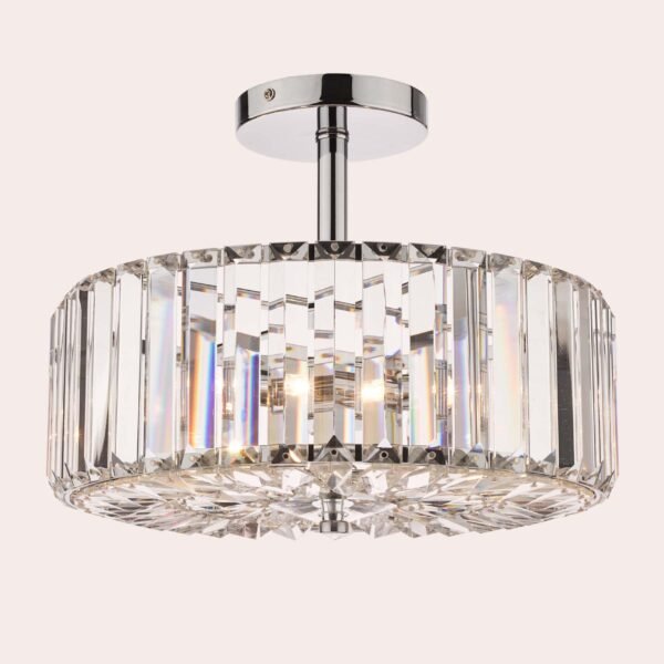 Fernhurst 3 Light Semi Flush Polished Chrome Glass