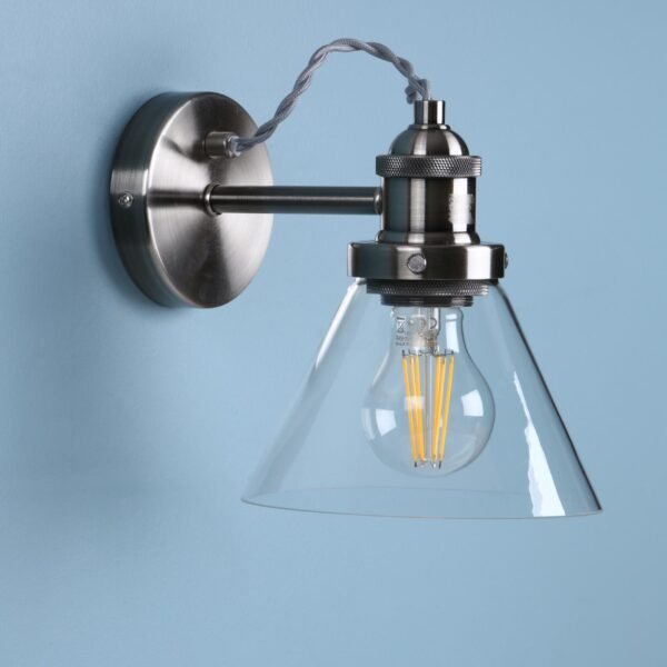 Isaac Wall Light Satin Nickel Glass