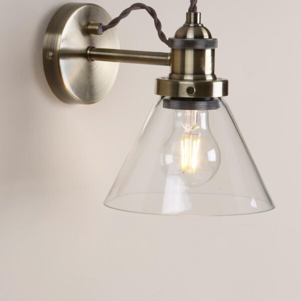 Isaac Wall Light Antique Brass Glass