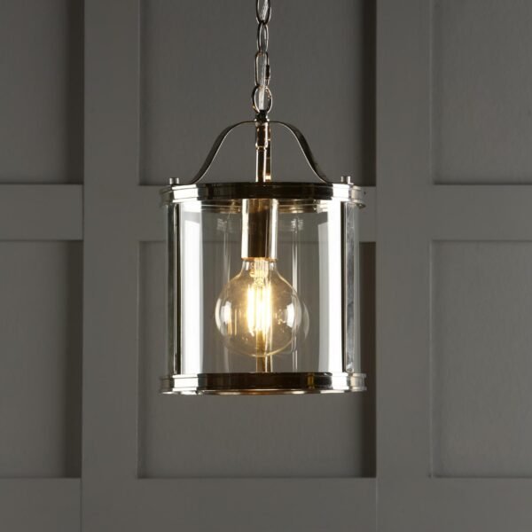 Harrington Lantern Polished Nickel Glass