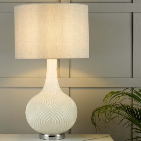 Grace Table Lamp Patterned Glass with Shade