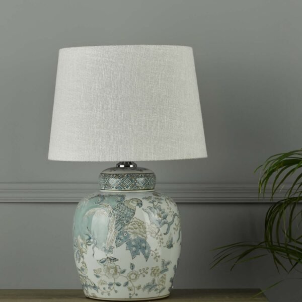 Elizabeth Ceramic Table Lamp With Bird Print Design Base