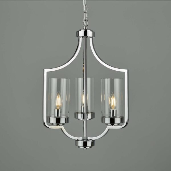 Joseph 3lt Chandelier Polished Chrome Glass
