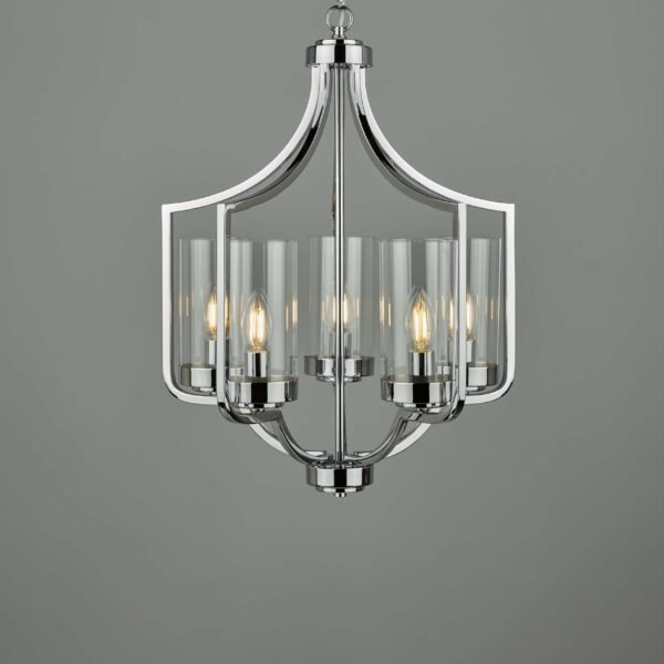 Joseph 5lt Chandelier Polished Chrome Glass