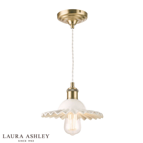 Beca Small Pendant White Ceramic Antique Brass