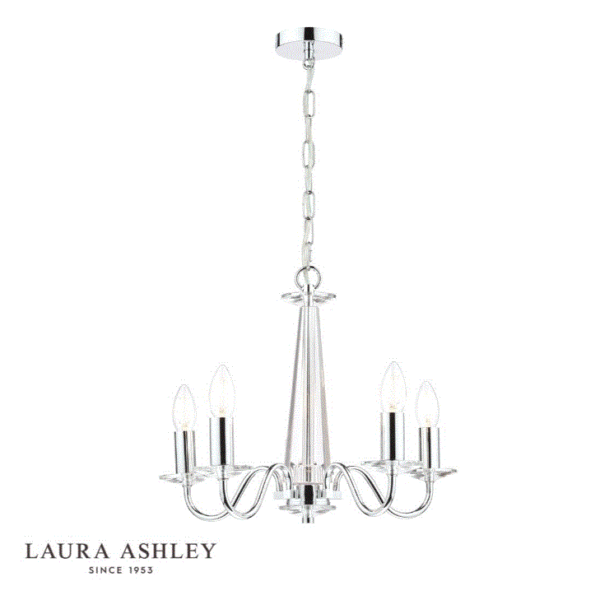 Laura Ashley Blake 5lt Chandelier Cut Glass & Polished Chrome