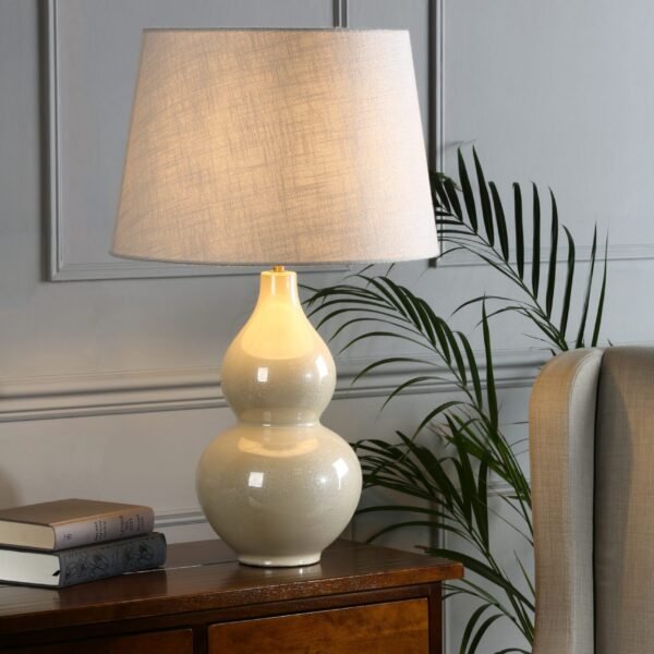 Delphine Table Lamp Iridised Ceramic Antique Brass Base