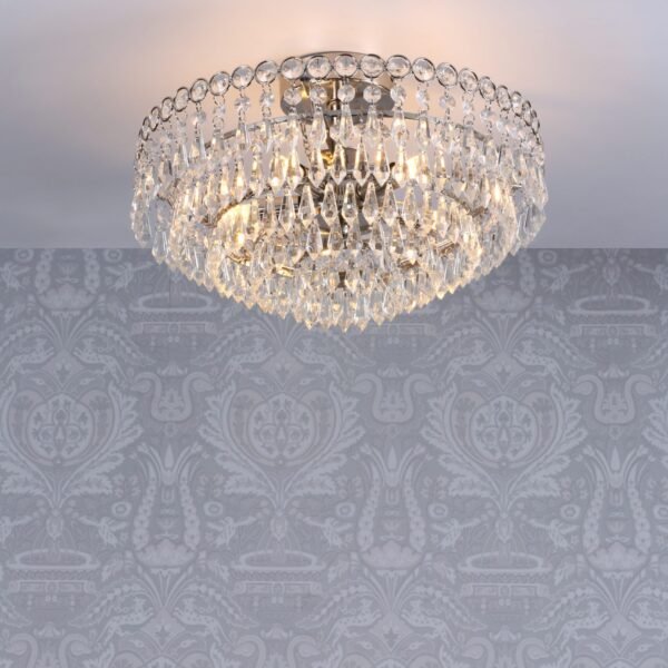 Enid 5 Light Semi Flush Polished Nickel Crystal