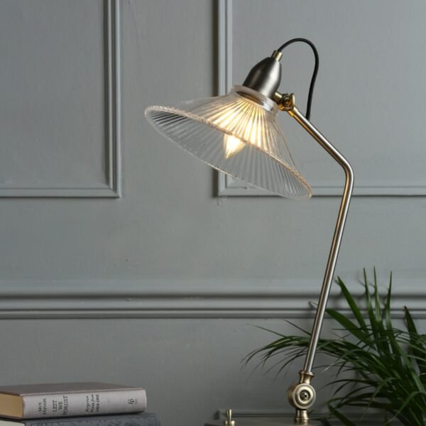 Hanbury Task Lamp Brushed Pewter Glass