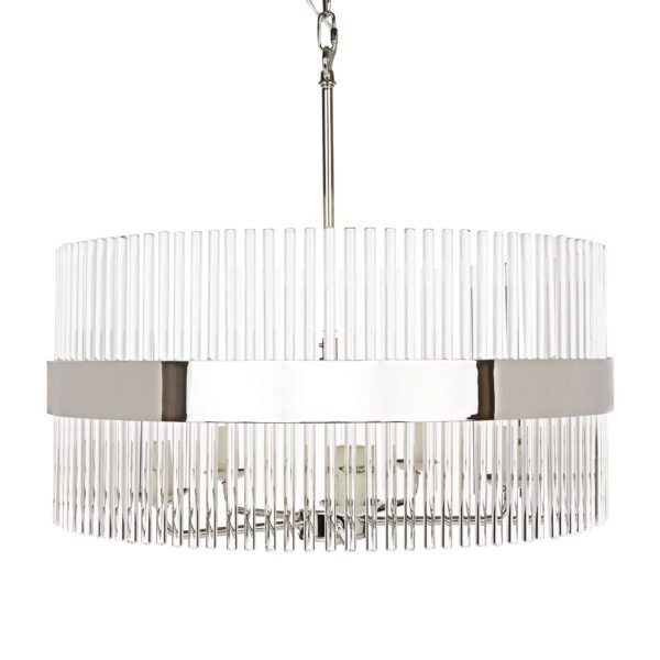 Alexa 5 Light Pendant Polished Nickel Glass Rods