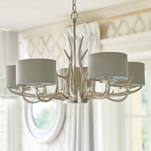 Mulroy 5lt Antler Chandelier Champagne With Shades