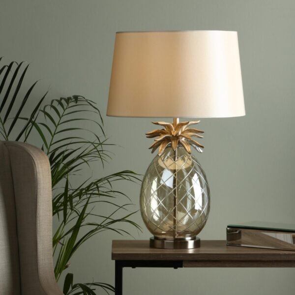 Pineapple Large Table Lamp Champagne Cut Glass With Shade