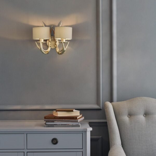 Mulroy Antler 2lt Wall Light Champagne With Shades