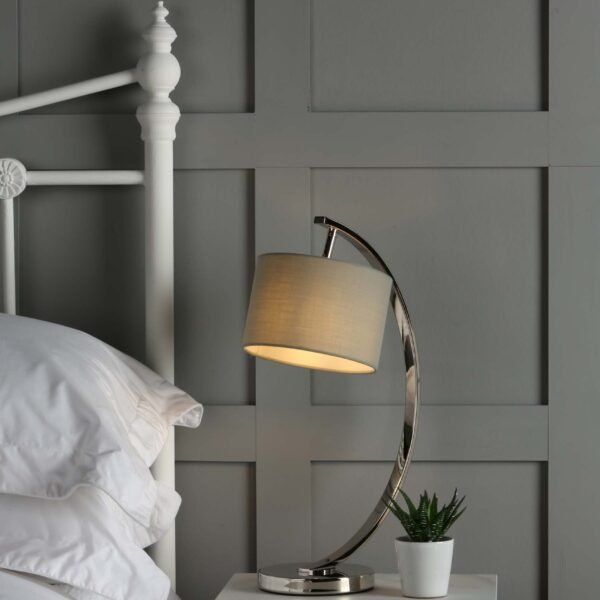 Noah Table Lamp Polished Nickel with Grey Shade