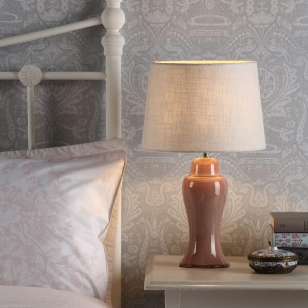 Regina Small Table Lamp Pink Blush Polished Chrome Base