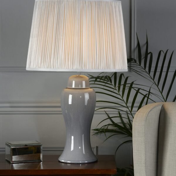 Regina Large Table Lamp Pale Slate Grey Polished Chrome