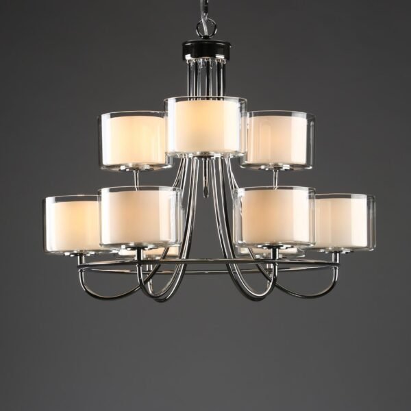 Southwell 9lt Chandelier Polished Chrome & Glass Shades