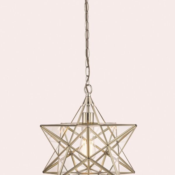 Small Star Pendant Polished Silver Glass