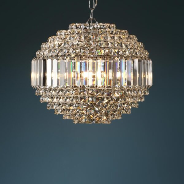 Vienna Globe 5lt Chandelier Crystal & Polished Chrome