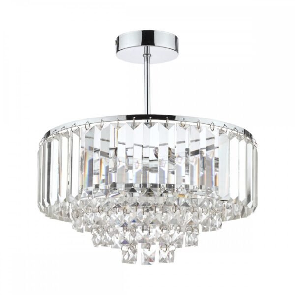 Vienna 3lt Semi Flush Crystal & Polished Chrome