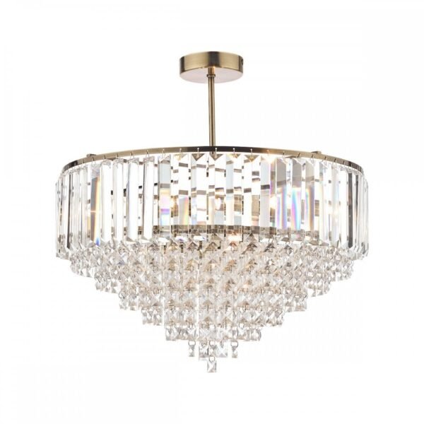 Vienna 5lt Semi Flush Crystal & Antique Brass