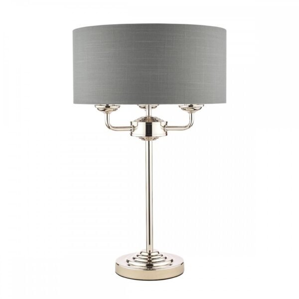 Sorrento 3lt Table Lamp Polished Nickel With Charcoal Shade