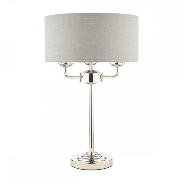 Sorrento 3lt Table Lamp Polished Nickel With Silver Shade