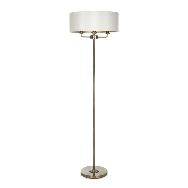 Sorrento Brass with Ivory Shade 3 Light Floor Lamp