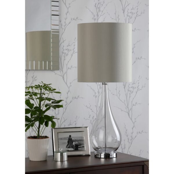 Bronant Table Lamp Smoked Glass & Polished Chrome With Shade