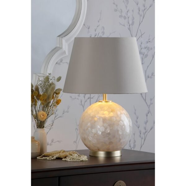 Mathern Table Lamp Cream Shell & Lamp; Champagne With Shade