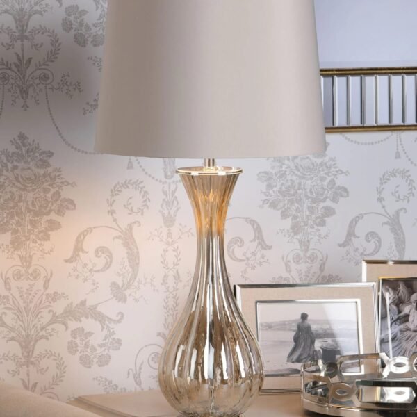 Nevern Table Lamp Champagne Glass & Polished Chrome With Shade