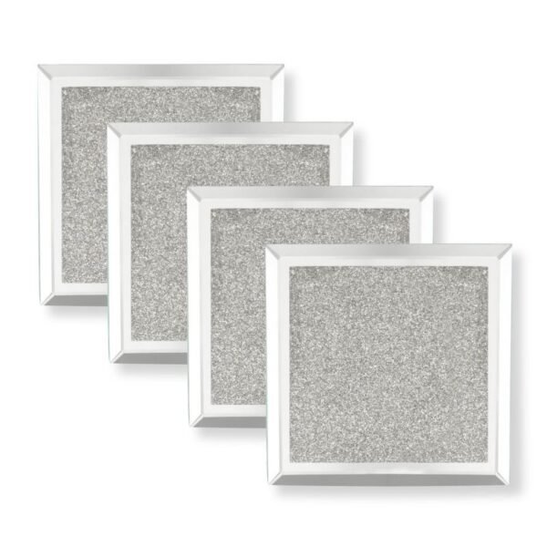 Set of 4 Silver Glitter Coaster