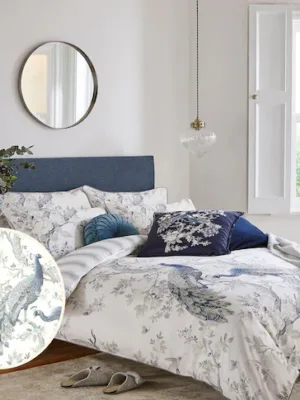 Laura Ashley Belvedere Midnight Cotton Sateen Duvet Cover and Pillowcase Set 137x200