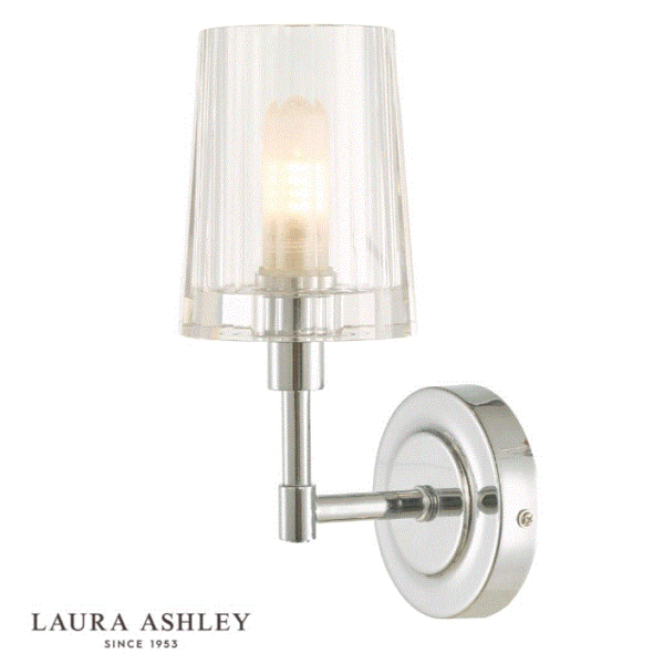 Laura Ashley Blake Bathroom Wall Light Crystal Polished Chrome IP44