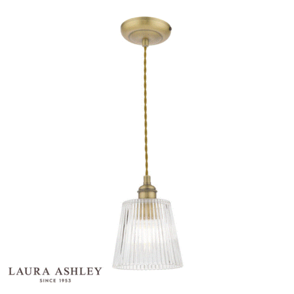 Laura Ashley Callaghan Pendant Antique Brass Ribbed Glass