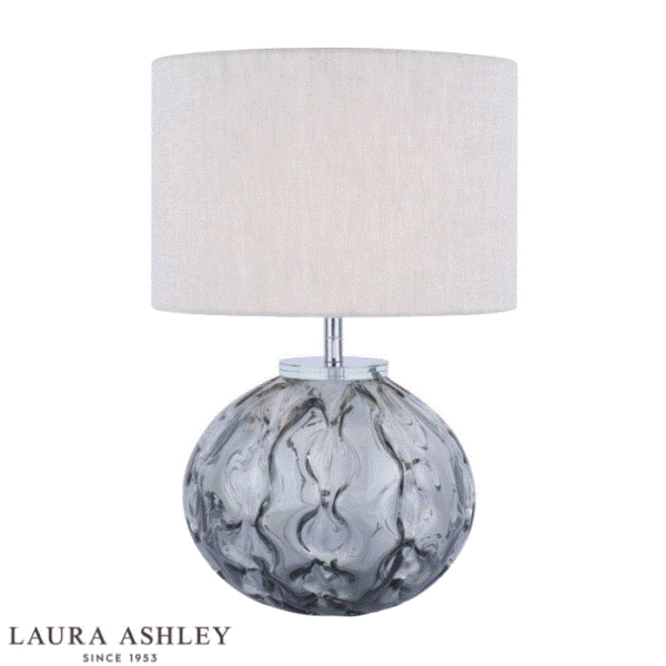 Laura Ashley Elderdale Table Lamp Smoked Glass & Polished Chrome With Shade