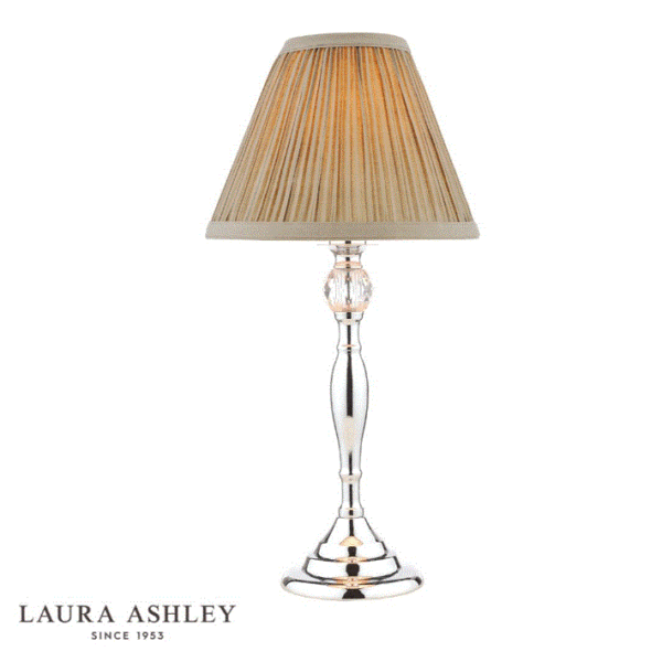 Laura Ashley Ellis Table Lamp Polished Chrome With Grey Shade