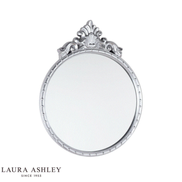 Laura Ashley Overton Ornate Round Mirror Silver Frame