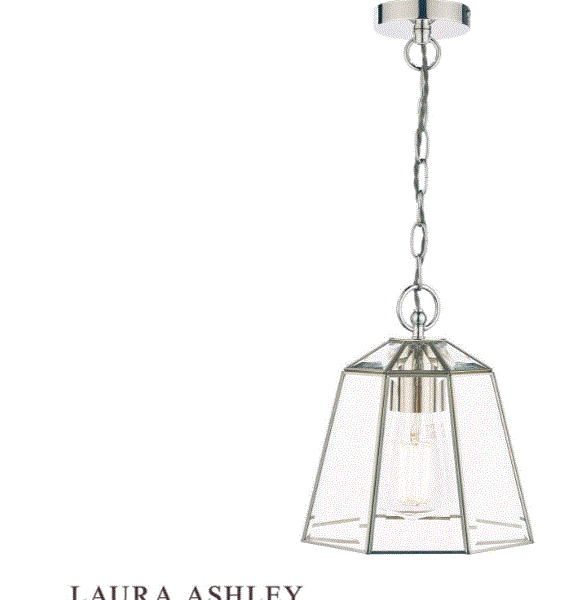 Laura Ashley Clayton Pendant Polished Silver Glass