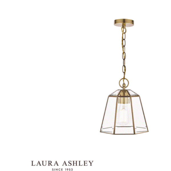 Laura Ashley Clayton Pendant Antique Brass Glass