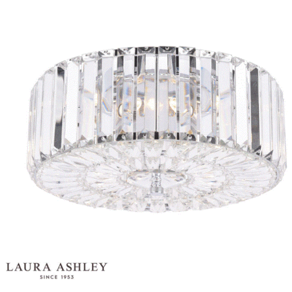 Laura Ashley Fernhurst 3 Light Flush Crystal & Polished Chrome