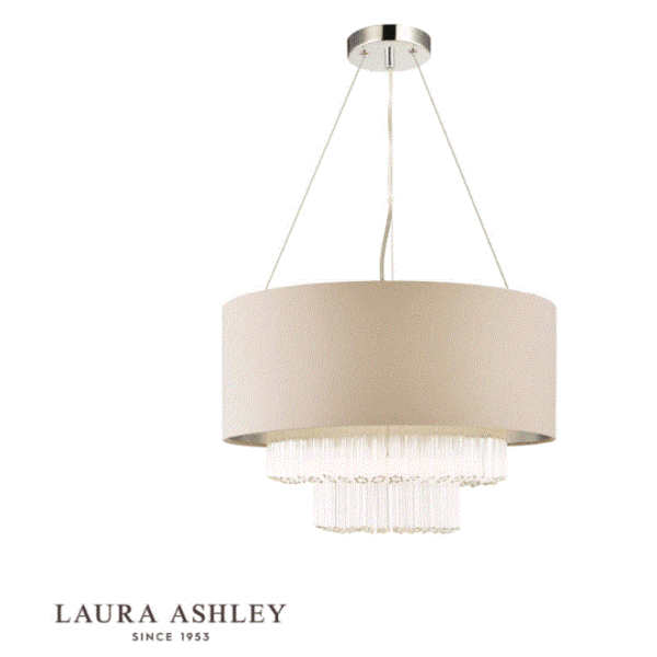 Laura Ashley Genevieve 5lt Pendant Grey Shade Glass