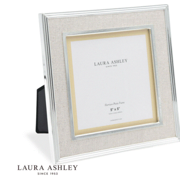 Laura Ashley Harrison Photo Frame Polished Silver Linen 5x5 Inch
