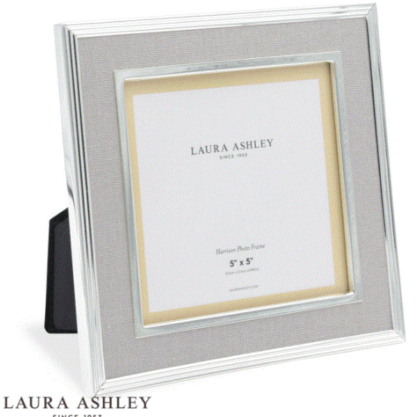 Laura Ashley Harrison Photo Frame Pale Charcoal Linen 5x5 Inch