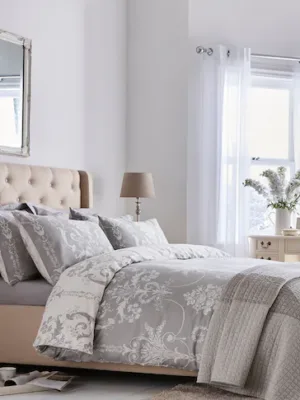 Laura Ashley Cotton Sateen Josette Steel Duvet Cover and Pillowcase Set 137x200