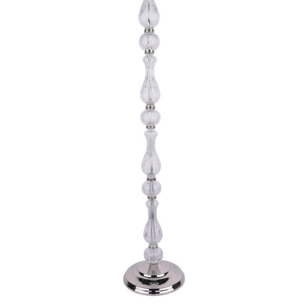 Laura Ashley Bradshaw Floor Lamp Polished Nickel & Ribbed Glass With Shade - EU